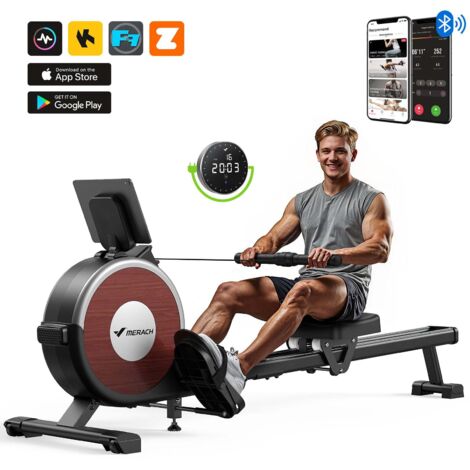 MERACH Klappbares magnetisches Rudergerät – leise, 16 Stufen Widerstand, Bluetooth-App & Tablet-Halter, LCD-Display, bis 158 kg