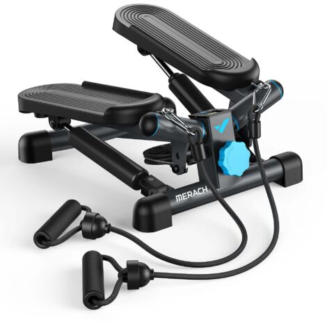 MERACH Mini Stepper 2-in-1 mit LCD-Display & Widerstandsseilen bis 150 kg, Heimtrainer für Beine, Po & Arme, schwarz