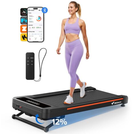 MERACH Leises Laufband bis 180 kg – bürstenlos, 12 % Steigung, 95 % vormontiert, LED-Display, App & Fernbedienung (1/5)