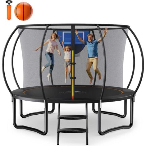MERACH Gartentrampolin Trampolin Ø305cm, 10 ft, mit Sicherheitsnetz, Anti-Rutsch-Leiter, Basketball-Set, Gewicht 150 kg (1/5)
