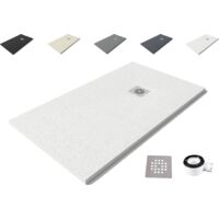 Plato de Ducha Nolita 70x70 - Material Resina con Carga Mineral y Textura Pizarra Antideslizante C3 - Incluye Válvula Desagüe y Rejilla