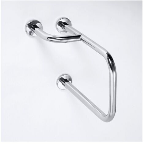 Barre de maintien + porte serviette d'angle gauche HELP 23x38x51,5cm-Acier brossé---Acier brossé (1/5)