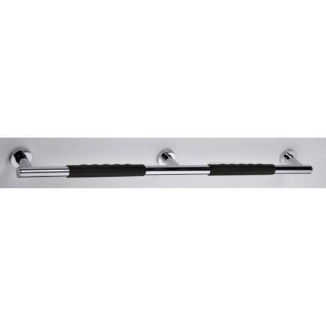 Barre de maintien double OMEGA en inoxydable et gomme noire 85,5x8x5 cm (1/2)
