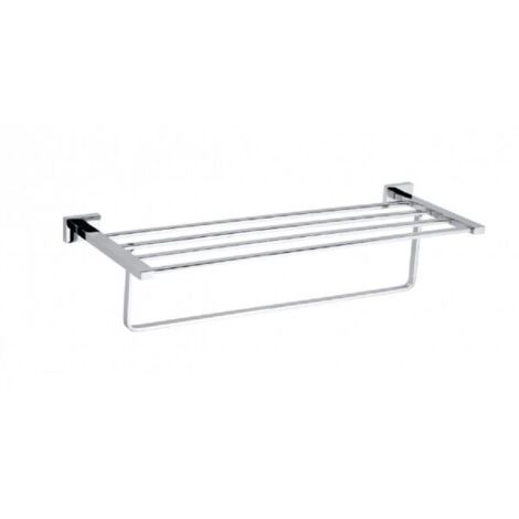 Etagère porte-serviettes murale PLAZA en laiton chromé 21x58,5x14 cm (1/4)