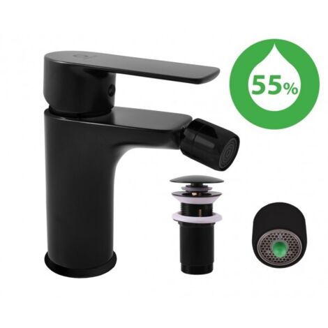 Mitigeur bidet économique à poser VLTAVA en laiton noir avec pop-up (1/4)
