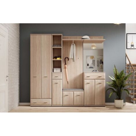 Dressing complet ARMARIO coloris chêne sonoma 210x32 H.203 cm