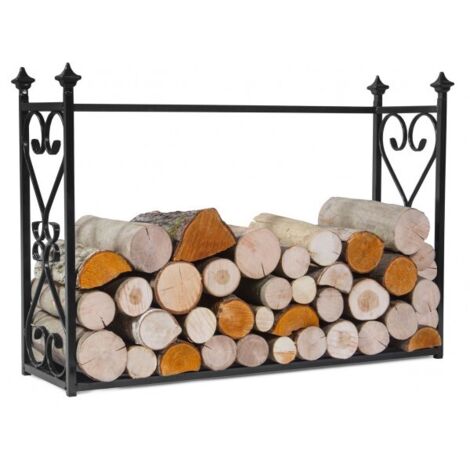 Porte bûches rectangulaire en acier noir "ALDI" 60x90x25 cm (1/5)