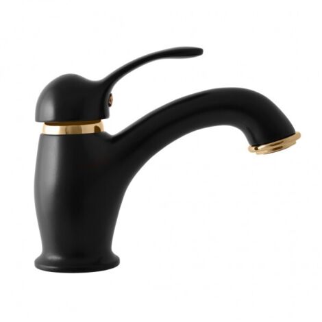 Mitigeur lavabo LABE en laiton doré noir mat (1/2)