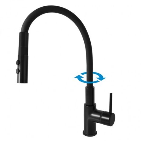 Mitigeur évier flexible à mémoire de forme SEINA en laiton noir H. 36 cm (1/3)