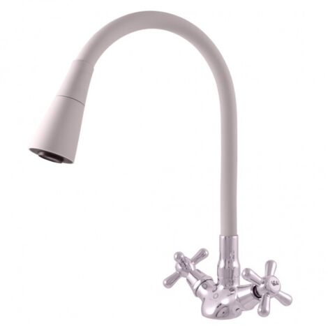 Mélangeur évier flexible à mémoire de forme blanc MORAVA RETRO (1/5)