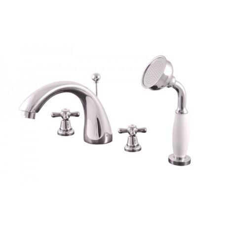 Mélangeur baignoire 4 trous avec inverseur MORAVA RETRO en laiton chromé (1/5)