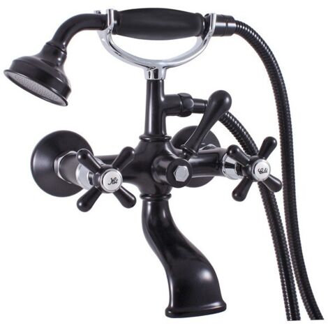 Mélangeur baignoire MORAVA RETRO laiton noir mat et chromé (1/4)