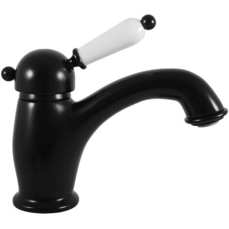 Mitigeur lavabo LABE en laiton noir avec poignée en céramique (1/4)