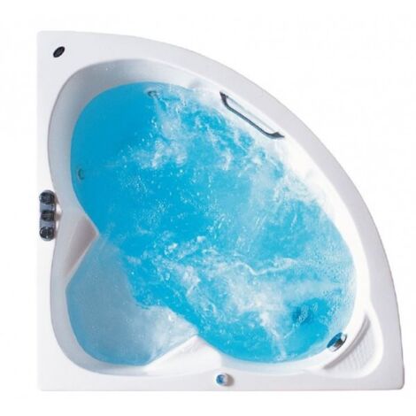 Baignoire d'angle acrylique 125x125 cm – Blanc – Capacité 135 L – Installation à gauche ou droite – Fabrication européenne - MYKONOS-Blanc-125x125