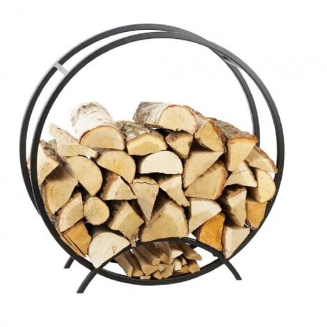 Rack à bûches rond NIRI en acier noir avec pieds Ø 80 cm (1/5)