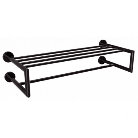 Etagère porte-serviette double en laiton noir DARK 65,5x22,5x16 cm (1/3)