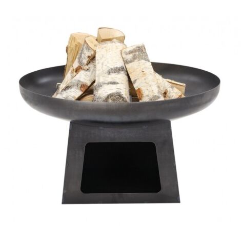 Brasero de jardin FATANA en acier avec range bois-Ø 70cm-Acier naturel---Acier naturel