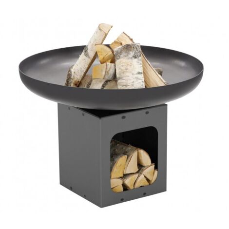 Brasero TONO 60 cm en acier – Range bois intégré – Hauteur 55 cm – Épaisseur 2,5 mm – Poids 13 kg – Fabrication européenne – Farmcook