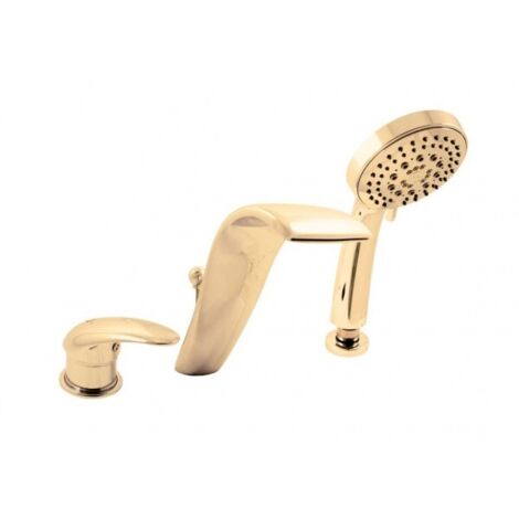 Mitigeur baignoire 3 trous DUNAJ avec cascade en laiton doré (1/4)