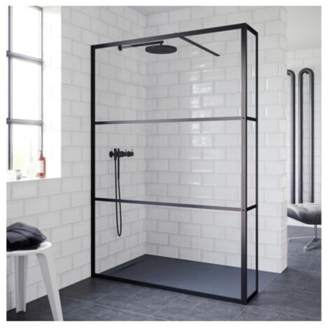 Paroi de douche italienne avec rabattant fixe GRID 402 RIHO 90x200 cm (1/4)