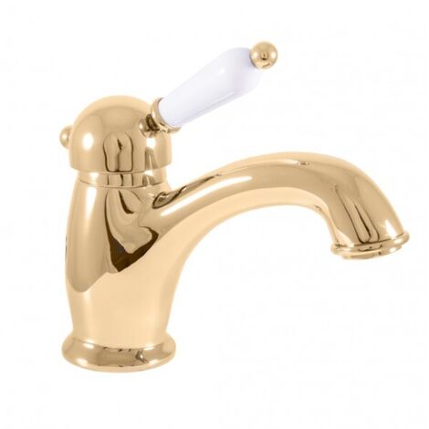 Mitigeur lavabo LABE en laiton doré avec poignée en céramique-Doré-Doré-- (1/3)