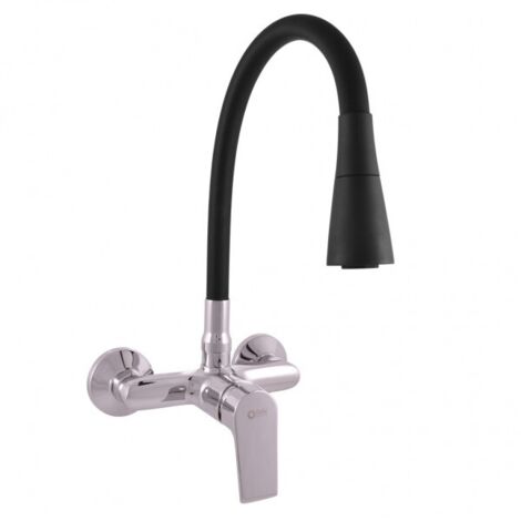 Mitigeur évier mural flexible noir à mémoire de forme COLORADO H. 32,3 cm (1/4)