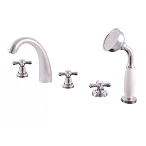 Mélangeur baignoire 4 trous MORAVA RETRO laiton chromé (1/5)