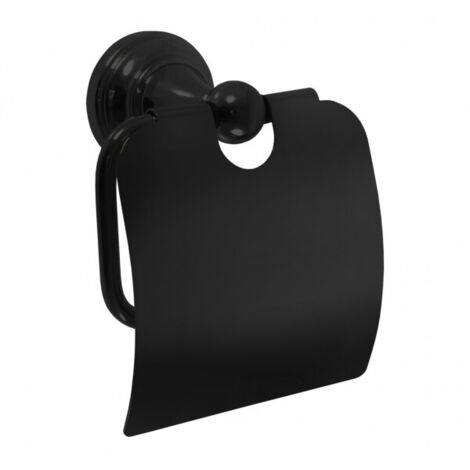Dérouleur papier toilette rétro MORAVA en laiton noir 13,65x 7,85 x14,55 cm (1/2)
