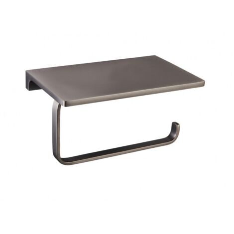 Porte papier toilettes mural avec étagère NIL en laiton métal gris 15,8 cm (1/2)