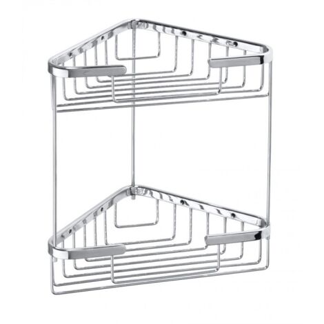 Range objet d'angle double étagère CYTRO en laiton chromé 16x15,5x32,5 cm (1/4)