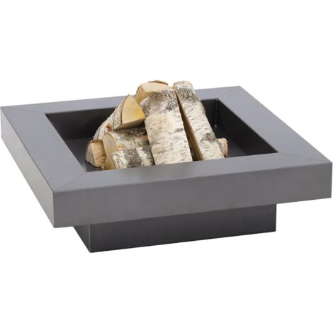 Brasero de jardin carré 80 cm en acier naturel – Foyer 56 x 56 cm – Épaisseur 2,5 mm – Prêt à l'emploi pour extérieur – Farmcook - acier-80
