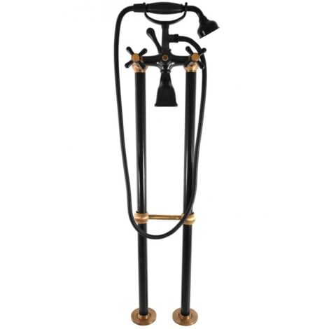 Mélangeur baignoire sur pied en laiton noir et bronze MORAVA RETRO (1/5)