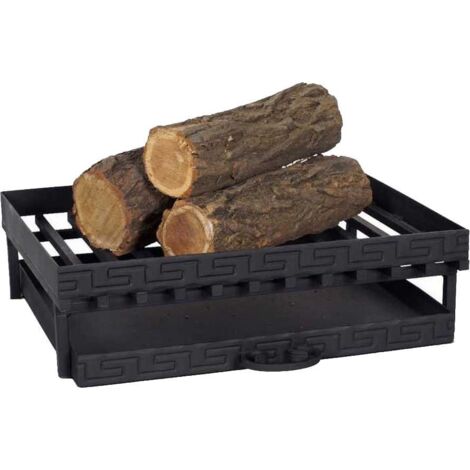 Grille de cheminée en acier S235 avec tiroir 52x42x15 cm – Design moderne – Rangement bois pratique et esthétique – Farmcook