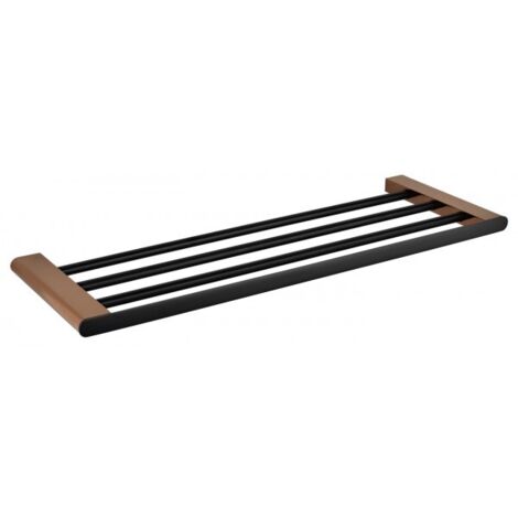 Etagère, tablette porte-serviettes GALLA en laiton noir et doré 60 x20 x2 cm (1/2)