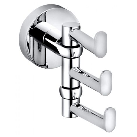 Patère triple rotative OMEGA laiton chromé 9,5x5,5x8,5cm (1/3)
