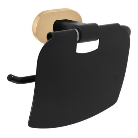 Porte papier toilettes avec couvercle YUKON en laiton noir doré 13,6 cm (1/2)