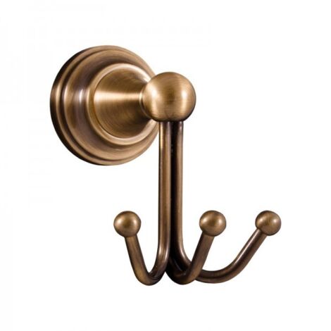 Patère triple rétro MORAVA en laiton bronze 11,5x8,2x11,6 cm (1/2)