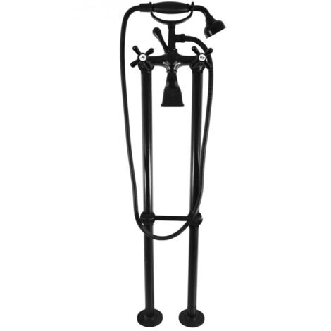 Mélangeur baignoire sur pied en laiton noir mat MORAVA RETRO (1/5)