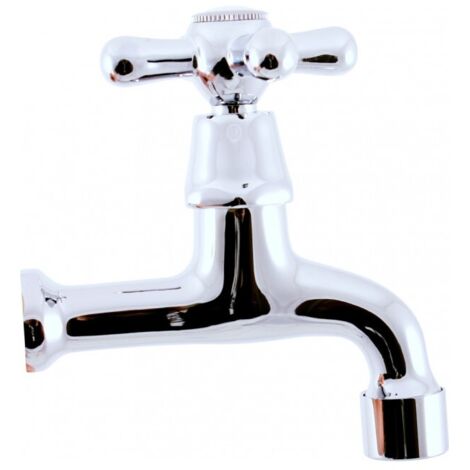 Robinet tap mural rétro en laiton chromé (1/3)