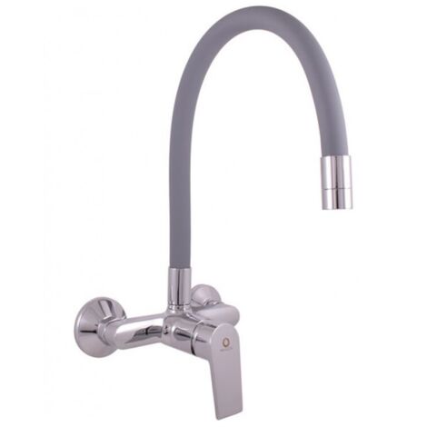 Mitigeur évier mural flexible gris à mémoire de forme COLORADO H. 27,4 cm (1/4)