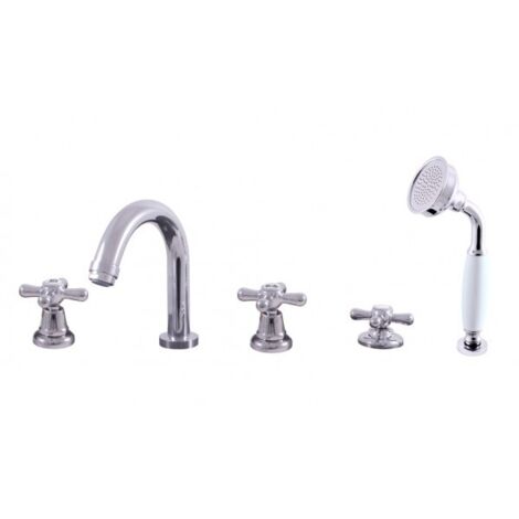 Mélangeur baignoire laiton chromé 5 trous MORAVA RETRO (1/5)