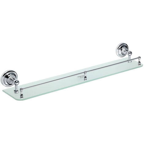 Étagère en laiton et verre chrome 60 x 9 x 12,5 cm – Kit de fixation inclus – Fabrication européenne – Bemeta