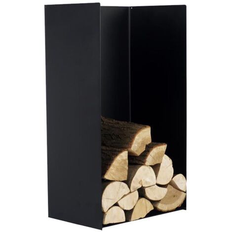 Rack à bûches en acier noir 80 cm – Dimensions 45x30 cm – Rangement bois pratique pour intérieur – Structure robuste et esthétique – Farmcook