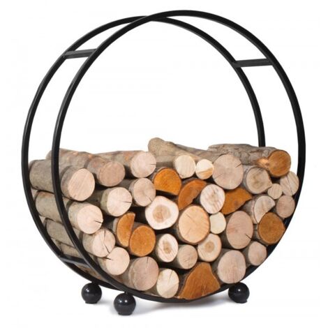 Rack à bûches rond en acier noir "DAISY" 80 cm (1/5)