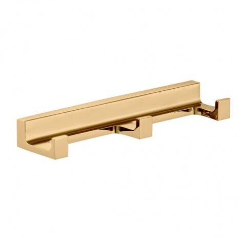 Patère triple NIL en laiton doré brossé 16x4,2x2,1 cm (1/2)