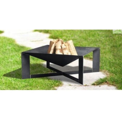 Brasero en acier 70x70x30 cm – Pieds croisés – Épaisseur 2,5 mm – Résistant aux intempéries – Pour extérieur – Farmcook