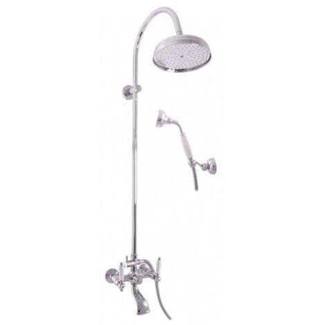 Colonne de douche rétro MORAVA en laiton chromé avec douchette H 150cm