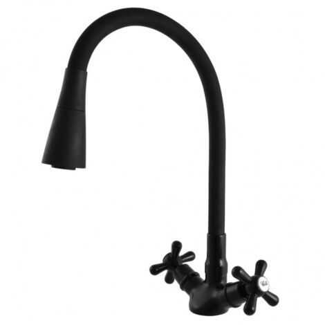 Mélangeur évier flexible à mémoire de forme MORAVA RETRO laiton noir mat (1/5)