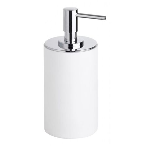 Distributeur de savon liquide rond à poser GAMMA en laiton chrome mat / 250 ml-Blanc-Blanc-8.6 -- (1/2)
