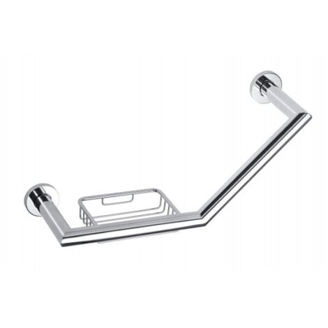 Barre de maintien coudée avec porte savon OMEGA laiton chromé 40x25x13 cm (1/2)